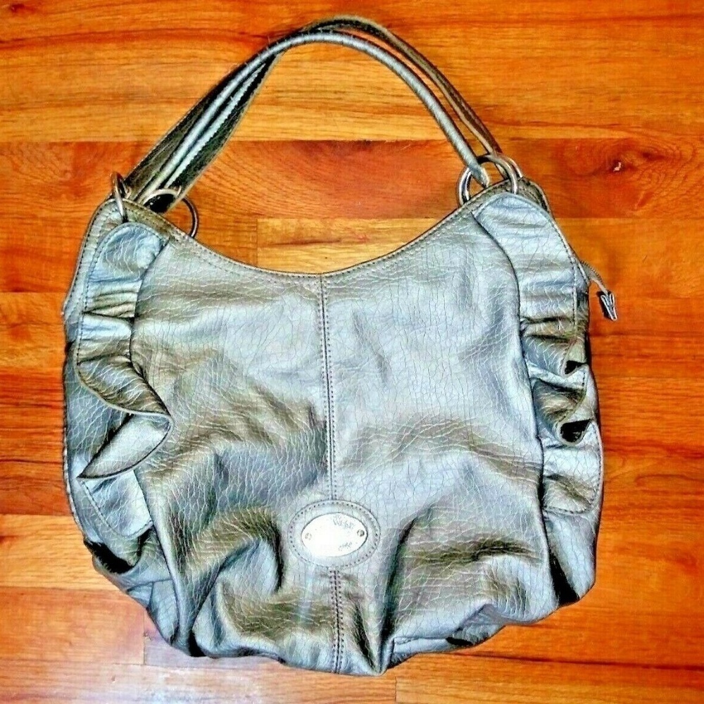 Nine West womens handbag/shoulder bag genuine leather gray buttery soft